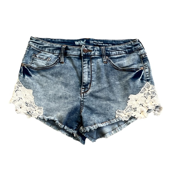 Mossimo Supply Co. Pants - Mossimo High Rise Lace Frayed Hem Jean Shorts Sz. 12